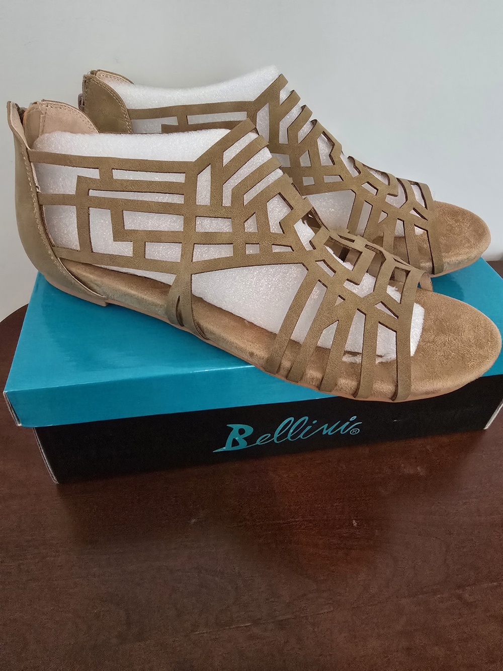 Bellini Women's Tan Laser-Cut Gladiator Sandals Size 11